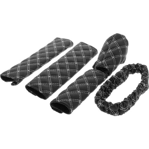 5 in1 Protector Car Auto Vehicle Gear Shift Knob Hand Brake Rearview Mirror Safety Seat Belt Cover Accessory Decoration