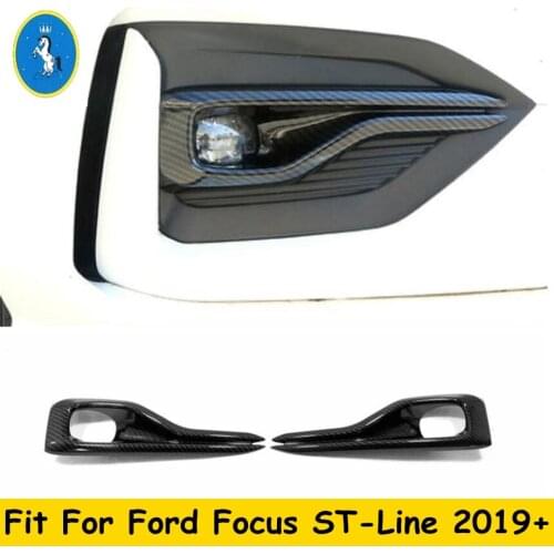 Accessories Front Fog Lamps Lights Frame Decoration Cover Trim For Ford Focus MK4 2019 - 2021 ST-Line ABS Chrome / Carbon Fiber