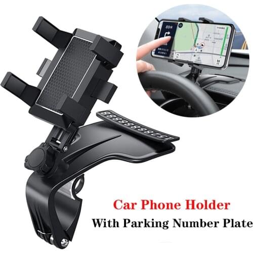 Car Multifunctional Mobile Phone Bracket 360 Degree Sun Visor Mirror Dashboard Mount GPS Stand Phone Holder with Parking Card