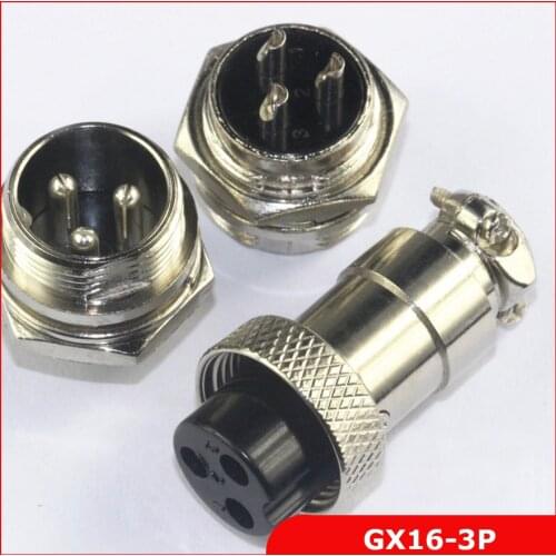 Free shipping 2Pair=4Pcs GX16 GX16-3 3P 3Pin 16mm Male&Female Wire Panel Connector plug Circular Aviation Connector Socket Plug