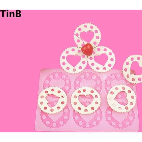 Lace Round Heart Silicone Cake Mold Sugar Craft Fondant Mould Chocolate Mold Baking Tools For Cakes Birthday Cake Border Stencil