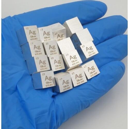 Silver Metal 10mm Density Cube 99.99% Pure for Element Collection