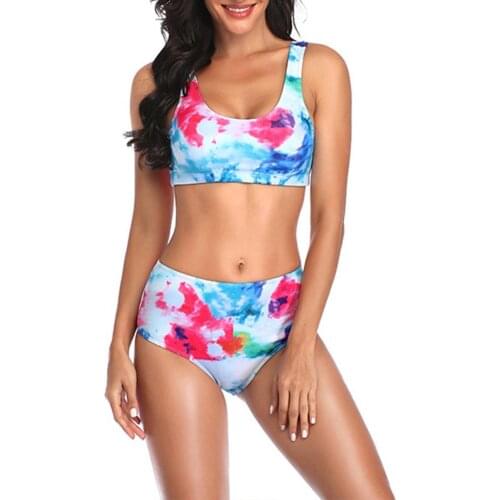 Sexy Tie Dye Bikini Women High Waisted Bikini Set Two Piece Swimsuit Flamingo Print Swimwear biquíni Summer Bathing Suit