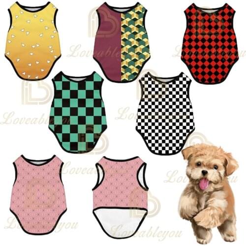 Hot Selling Anime Kamado Tanjirou Pet Dog Clothes Vest Sports Costume Puppy Pet Dog Clothing Spring Autumn Cat Dog Shirt Vest