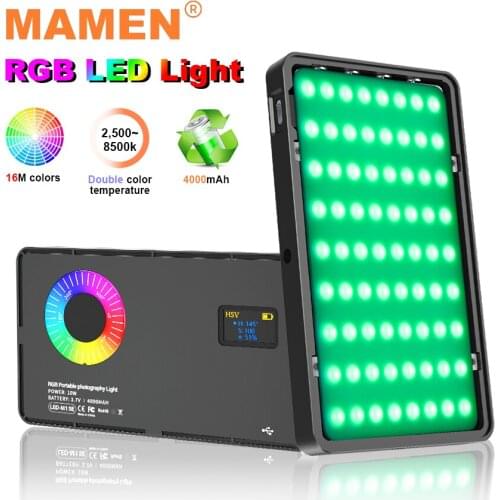 MAMEN Full Upgrades Professional RGB Potography Lighting 4000mAh 2500k~6500k Fill light with 126 LEDs 12 Patterners Video Light