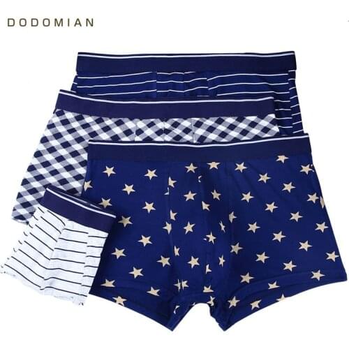 DO DO MIAN Mens Underwear Boxers 4pcs\lot Striped Modal Boxer Men Panties Print Soft Breathable Male Underpants Cucas Plus Size