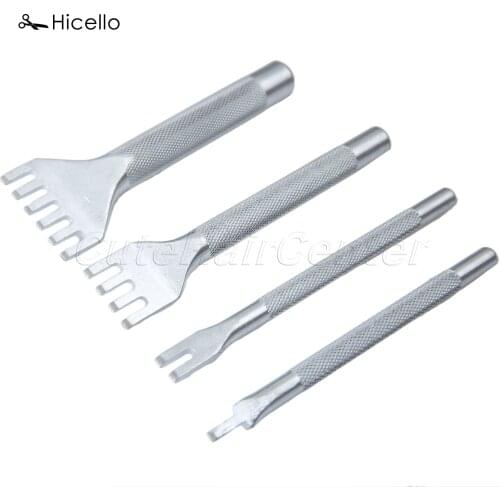 Hicello 1Set Leather Punches Stitching Punch Tool Punch Flat Chisel 3mm 1 2 4 6 Prong Leather Hole Tool ferramentas de couro
