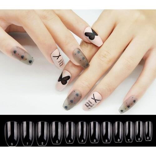 600 Pcs Short Ballerina Nails Kit Manicure Gel UV Acrylic Nail Tips Coffin French False Nail Art Tips Clear Bag Faux Ongle Kit