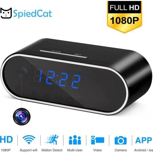 Table Clock 1080P HD Mini Camera Alarm Setting Camera IR Night Vision Wireless Wifi Clock DVR Camcorder Home security cam webcam