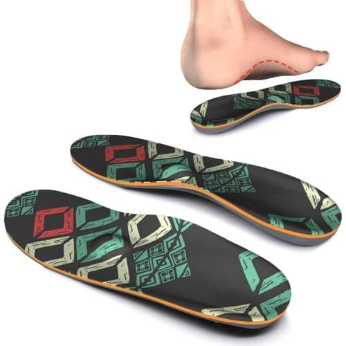 Colorful Geometric Patterns Running Non-slip Orthopedic Arch Support Insole for Relieve Forefoot Pain, Plantar Fasciitis