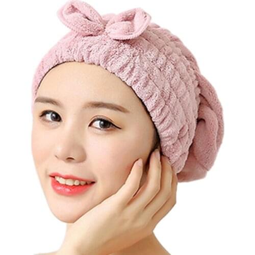 New Dry Hair Cap Cute Absorbent Dry Hair Towel Shower Cap Microfiber Coral Velvet Thickening Hats Wholesale For Women Kids
