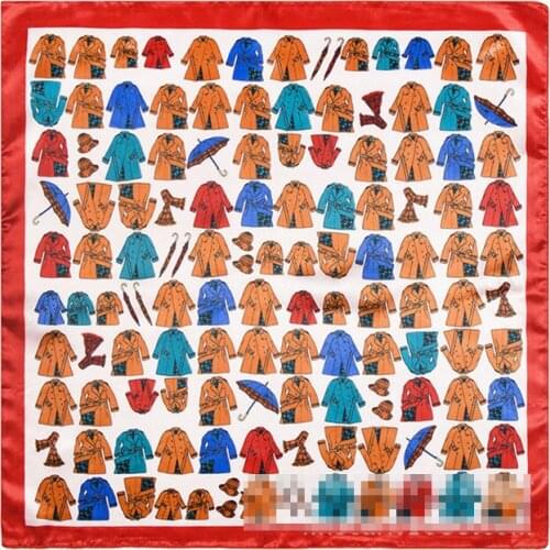 New Arrival 60*60cm Euro Brand Style Women Silk Square Scarf Clothes umbrella hat fashion Tied bag handle scarf high quality