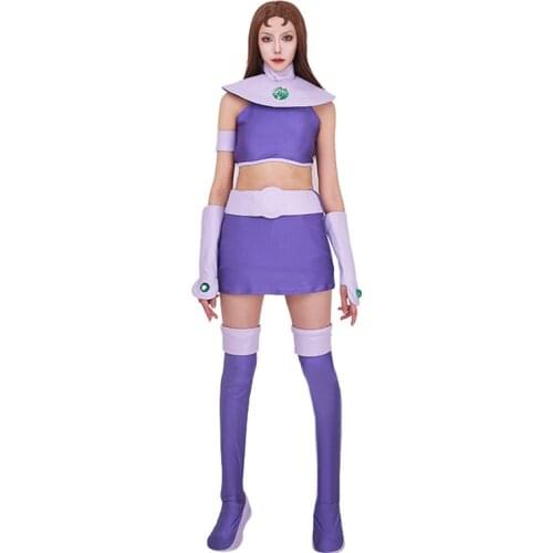 NEW Starfire Cosplay Costume Young Justice Superhero Lady Spandex Suit Halloween For women/girl
