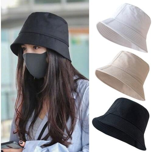 Unisex Cotton Bucket Hat Women Men Summer Foldable Sunscreen Hat Cap Outdoor Beach UV Protection Fishing Fisherman Hat Wide Brim