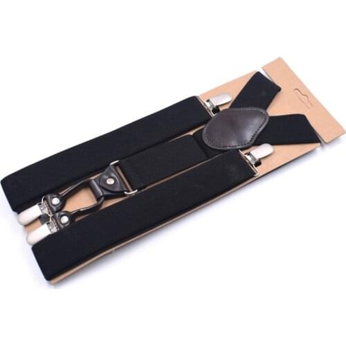 Men Suspenders Straps Trouser Braces Adjustable Elastic Solid Color Y Back 4 Clips for Wedding Casual Formal Father Husband Gift
