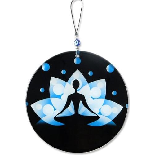 Handmade Yoga Lotus Glass Wall Decor 16cm