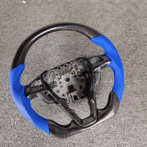 For Ford Fusion Mendeo 2013-2018 2019 2020 Blue Carbon Fiber Steering Wheel Perforated Leather