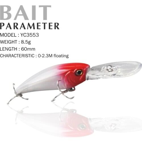Fishing Lure 60mm/8.5g 0-2.3M FLOATING 3D Eyes Fishing Tackle Shad Minnow Hard Baits Crankbait Wobblers Fishing