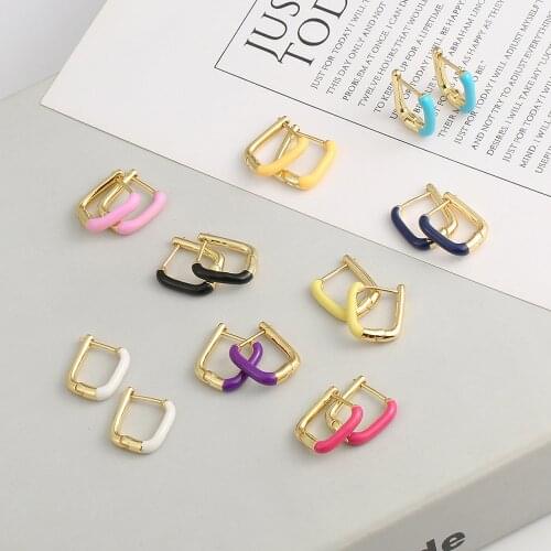 Colorful Rainbow Small Hoop Earrings for Women Gold Color Fashion Enamel Geometric Statement Fine Jewelry Cartilage Earring