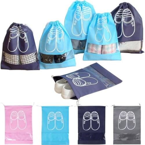 1PC Waterproof Shoes Bag for Travel Portable Shoe Storage Bag Organize Non-Woven Tote Drawstring Bags Dolap Organizer