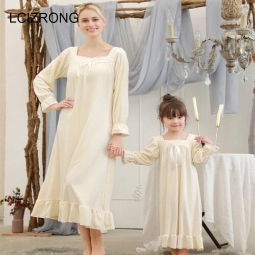Warm Women Oversized Family Clothing Mother Daughter Loose Nightgown Mid-calf Bath Robe Girl Matching Outfits Night Dress