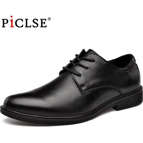 Genuine Leather shoes Men Dress shoes Classic Business Formal Wedding shoes Black Oxford shoes for Men Flats zapatos hombre