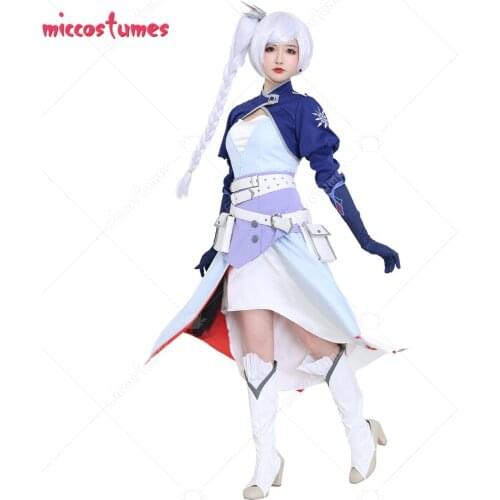 Weiss Schnee Cosplay Women Dress Halloween Costume with Belt Set