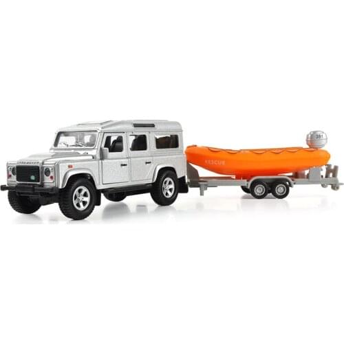 1:36 Diecast Model Toy Rover Defender Trailer SUV Pull Back Car With Sound & Light Toy Cars Kid Toys For Children Gifts Boy