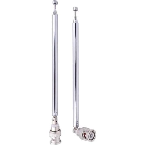 2 Pack) BNC Radio Antenna with BNC Male Plug Jack Connector Adapter Telescopic Stainless Steel HF VHF UHF BNC Antenna