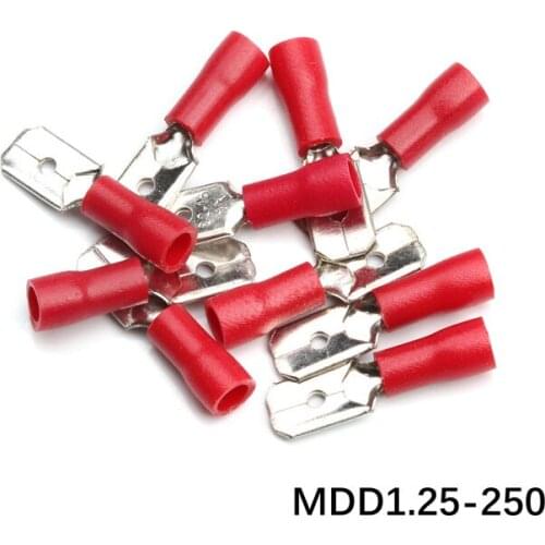 20Pcs/Lot Female+Male Insulated Spade Wire Electrical Crimp Terminal Connector Set FDFD1.25-250+MDD1.25-250 Red Hardware Parts