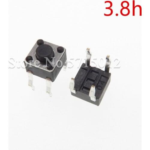200pcs 4.5*4.5*3.8mm 4pin DIP Black Micro Push Button Tactile Tact Switch touch switches
