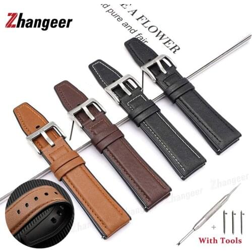 22mm Watch Strap TPU+Genuine Watch Band Watch Accessories Quick Release Brown Leather Watch Belt Strap Watchbands High Quality