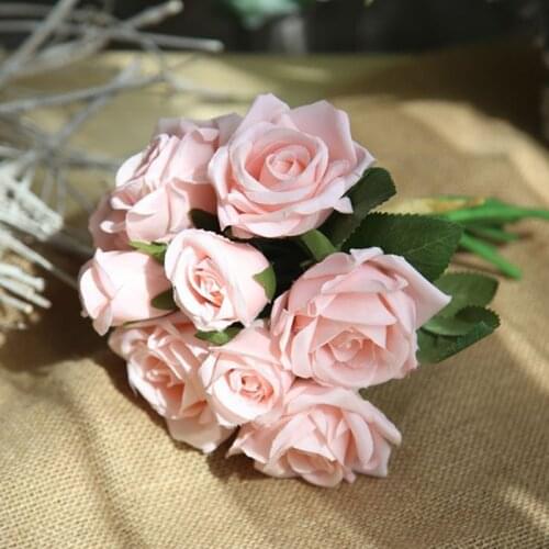 9pcs/Lot Artificial Roses Flowers Silk Peony Bouquet Romantic Bride Hold Flowers DIY Home Garden Wedding Decor Festival Supplies