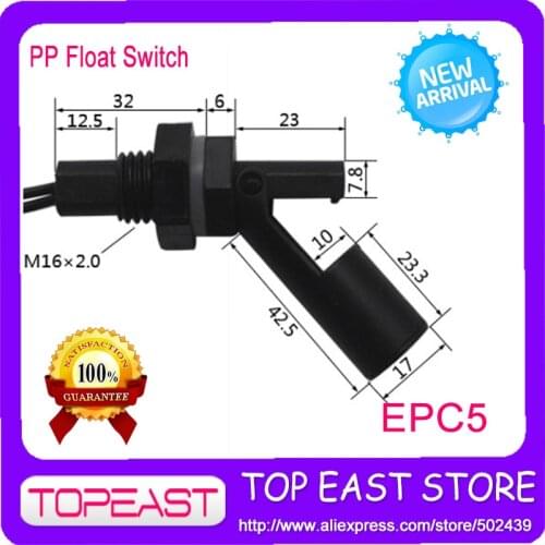 Free Shipping 10pcs/lot EPC5 PP M16 Side mounted float switch water level sensor 0-100V 10W