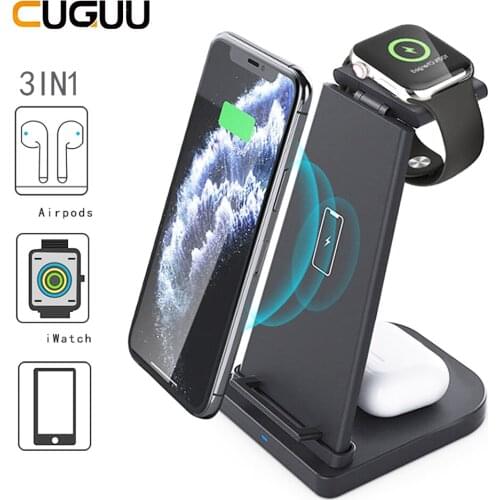 3 in 1 15W Wireless Desktop Phone Charger Stand Charging Stand Magnetic Detachable Fast Charging Station For Apple IPhone Watch