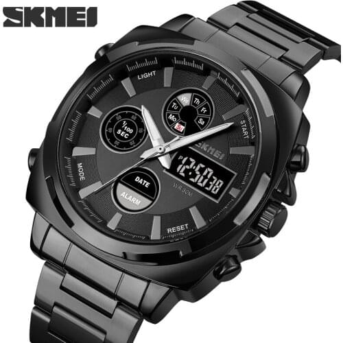 SKMEI Business Mens Watches Quartz Digital Waterproof Wristwatch Fashion Stainless Steel Chrono Sport Watch Relogio Masculino