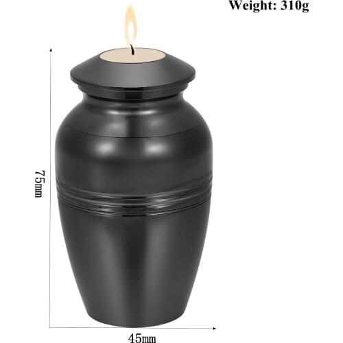 Black Color Plated Stainless Steel Ashes Urn Casket Candle Holder Cremation Urns Mini Keepsake Memorial Urn for Human Votive