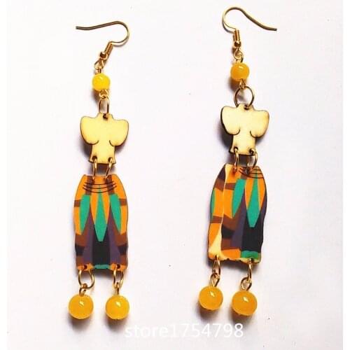 Wood Love Round Drop Earrings Women Drop Earrings Fashion Jewelry Eardrop Personality Hollow Hoop Earrings