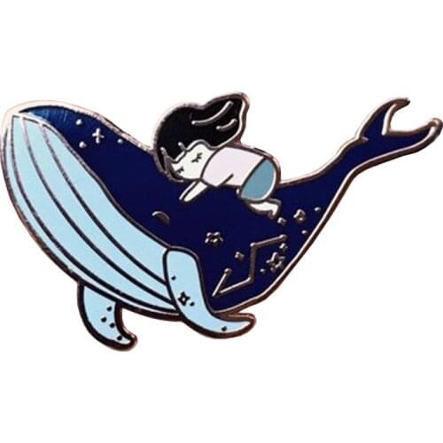 Girl sleeping on the back of a shark Pin