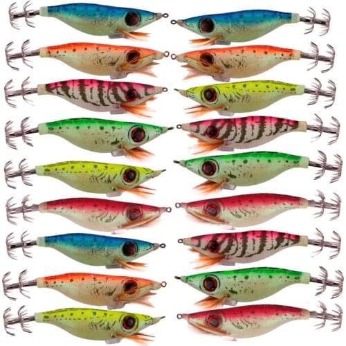 Free Fisher 18pcs/lot 10.1cm Fluorescent Squid Hook Cuttlefish Jig Fishing Hard Lure Luminous Iscas De Pesca Chocos