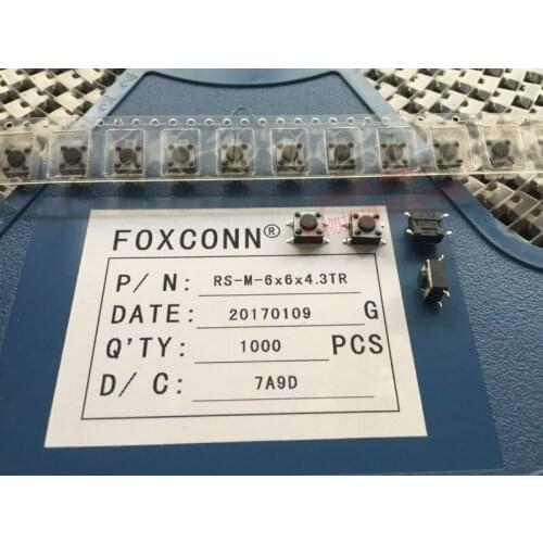 Imported Foxconn FOXCONN Tact Switch 6*6*4.3 Patch 4 Foot Small Touch Fretting
