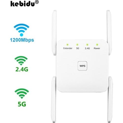 Kebidu 5GHz Wifi Repeater Wireless WiFi Extender 1200Mbps Repiter WiFi Signal Amplifier Wi-Fi Long Range Booster AC 2.4G 5G
