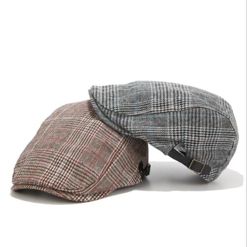 Plaid Beret Cap for Mens Casual Newsboy Caps Men France Flat Cap Fashion Peaked Cap Ivy Gatsby Hat Peaky Blinder