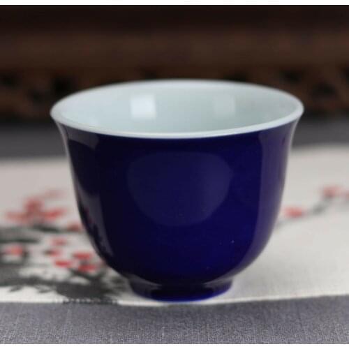 China antique Porcelain Ming xuande blue glaze gongfu Wine Glass tea cup