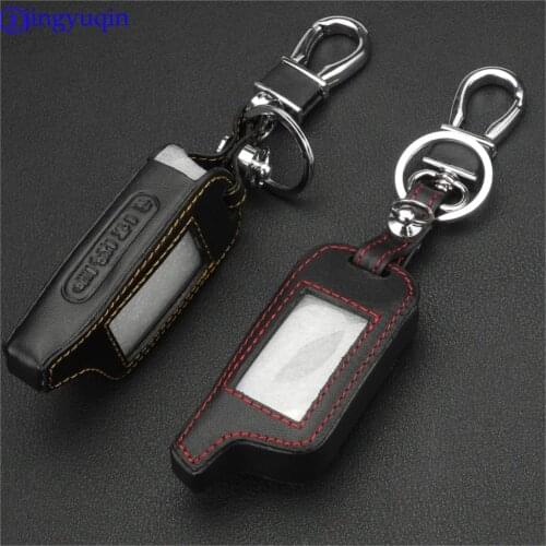 5pcs 4 Buttons Leather Key Cover Case X5 For Russian Version Vehicle Security Two Way Car Alarm System For TOMAHAWK X5 Keychain