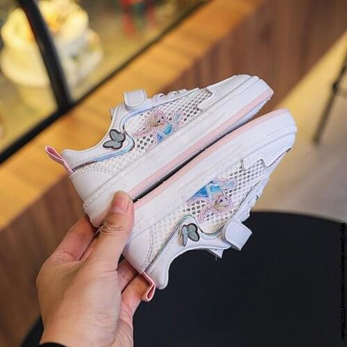 Girls Princess frozen elsa Sneaker Spring Autumn cartoon elsa Anna princess school student Casual white Shoes Europe size 22-37