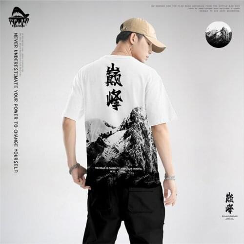 Summer Fashion Peak Printed Beach T Shirts Men Harajuku Casual Sports Tops Male Japanese Streetwear Oversize 6XL