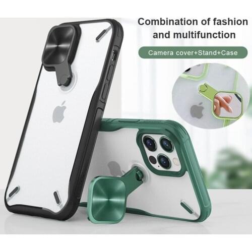 Matte Clear Stand Holder Armor Phone Case For iPhone 12 Pro Max 11 XS XR X Rotating Makeup Mirror Camera Protective Lens Cover