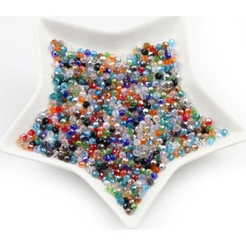 MKTREG 4mm 100Pcs Austrian Ab Transparent Crystal Football Beads Diy Accessories for Needlework Pearls Loose Faceted Glass Bead