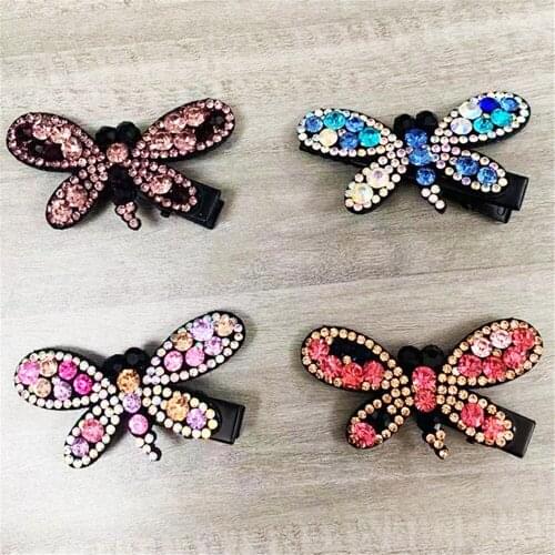 Fashion Cute Rhinestone Dragonfly Duck Hair Barrette Mouth Edge Girls Hair Clips Alloy Female Butterfly Hairpins Headdress
